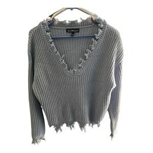 Derek Heart Distressed Blue Sweater